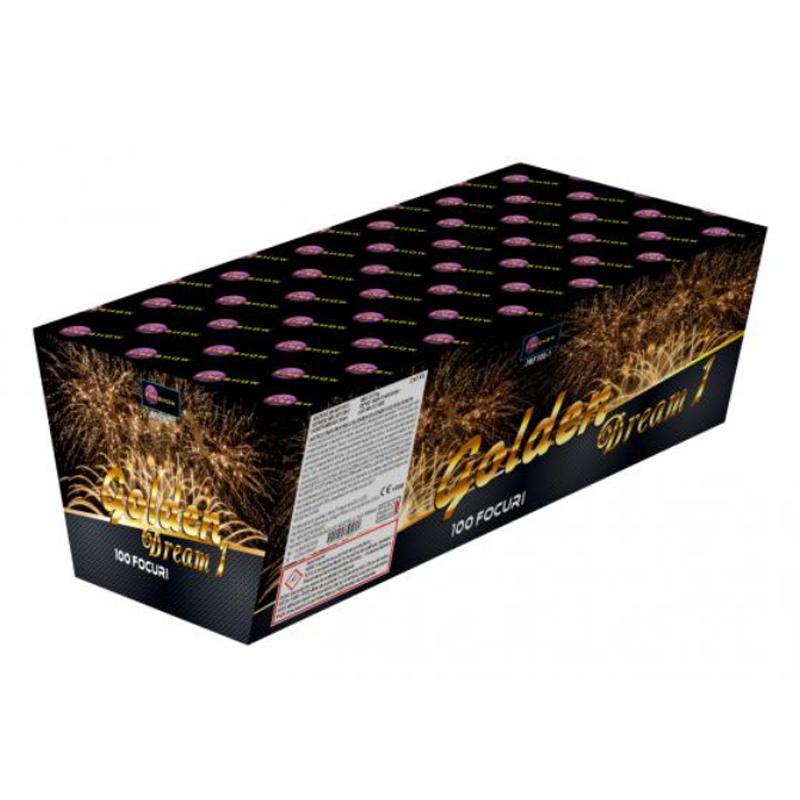 Baterie de artificii Golden Dream 1, 100 focuri, calibru 20